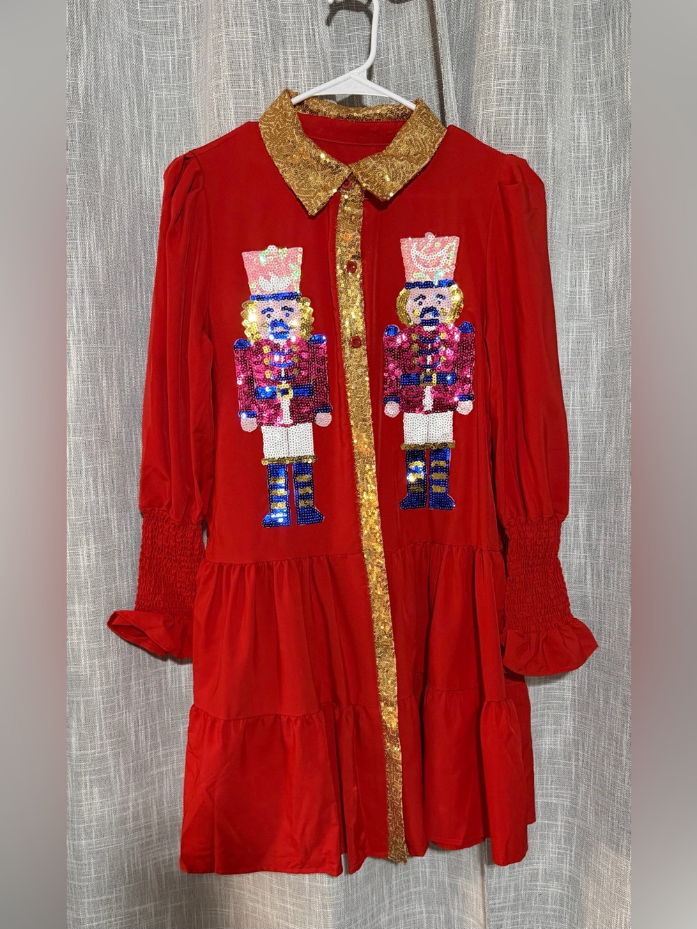 RedNutcracker Sequin Tunic Dress with Gold Trim Size Adult Medium NWOT
